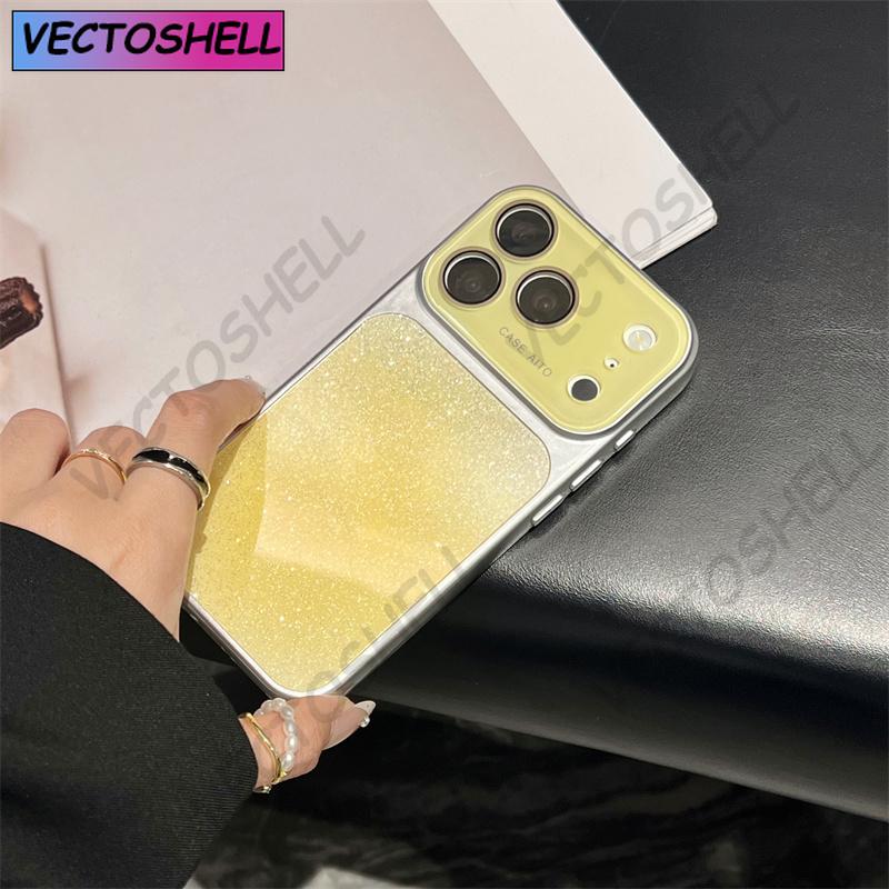 Halation Glitter Camera Window Phone Case For iPhone 17 16 15 14 13 12 Pro Max Glass Lens Protective Hard PC Back Cover