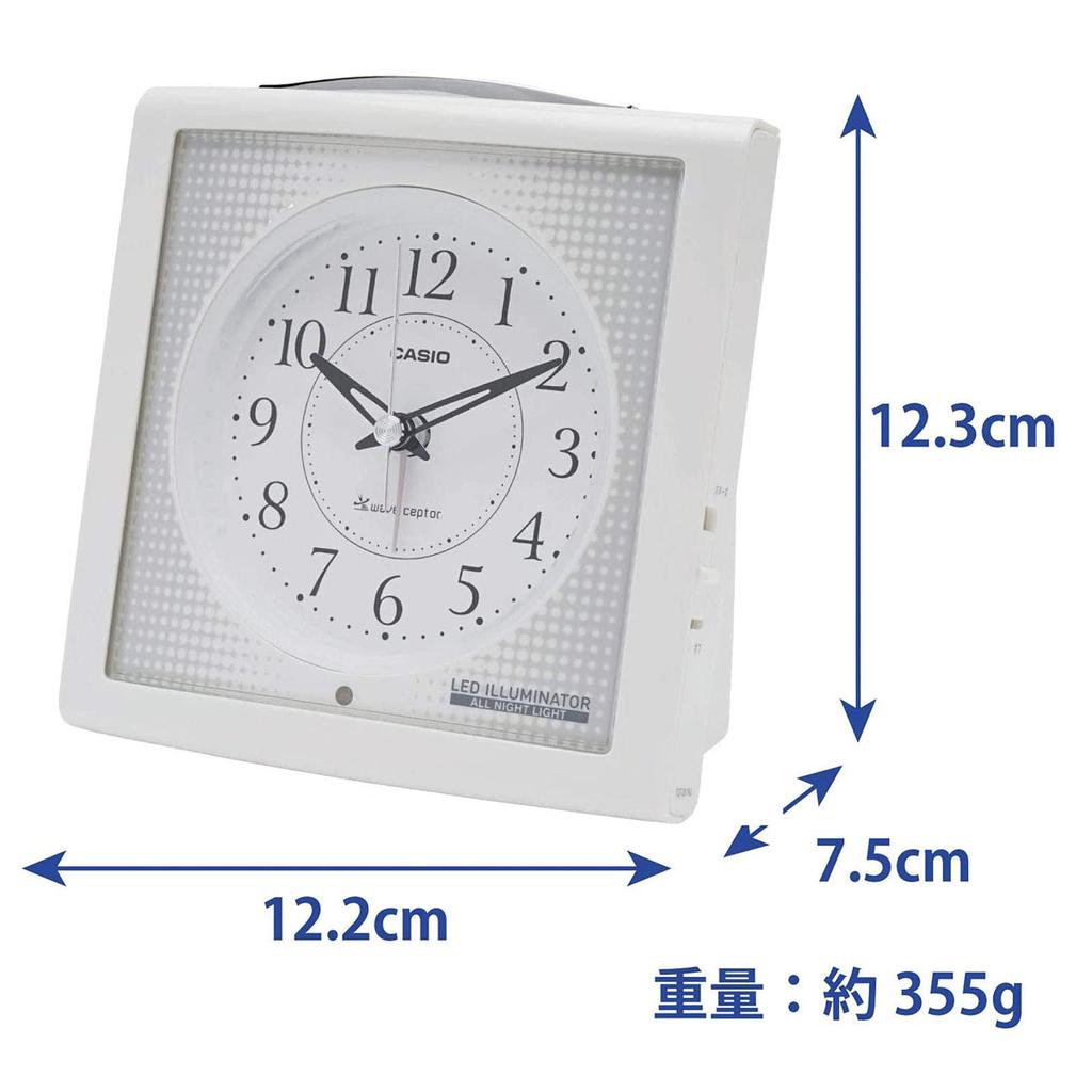 CASIO Analog Alarm Clock with x x Model Radio-Controlled Always-On Display, White, 12.3 12.2 7.5 cm, TQT-251NJ-7BJF