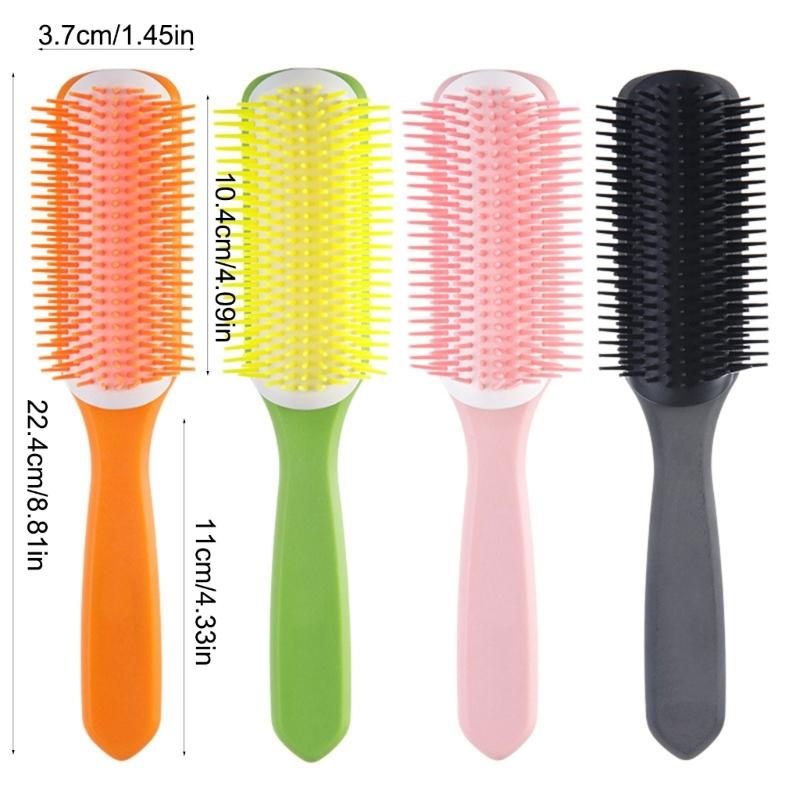 9 Row Cushion Nylon Bristles Hair Brush for Separating,Shaping,Blow Drying,Styling & Detangling,Defining Curls Hair Salon