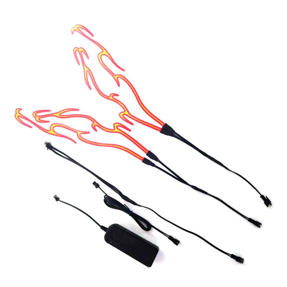 1Pair Motorcycle Helmet LED Cold Light Waterproof Strip Sticker Flashing Warning