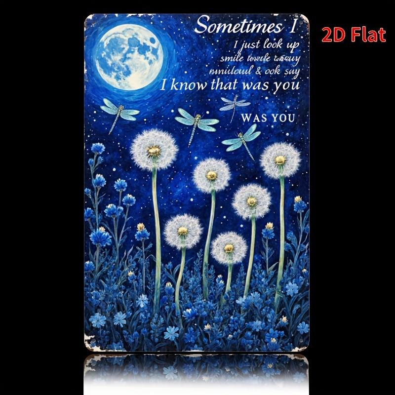 Vintage Dragonfly Dandelion Metal Wall Art with Sometimes I Just Look Up and Smile Inspirational Quote