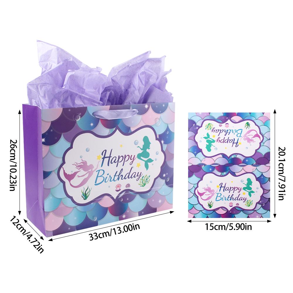 Bunte Happy Birthday Geschenktüte Verpackung Papierbox mit Grußkarte Geburtstagsparty Tragbare Tragetaschen Geburtstagssouvenirs