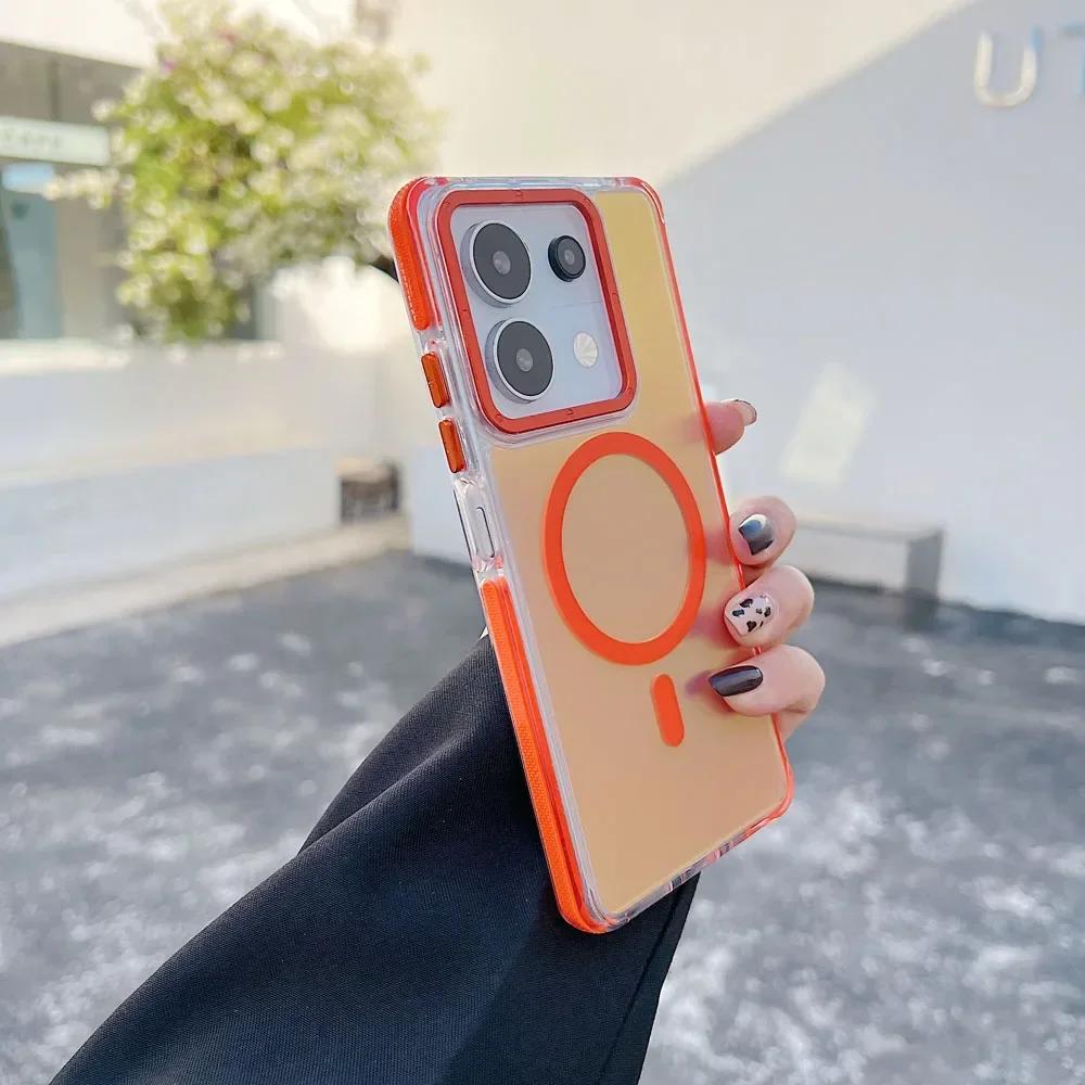 New Color Change Magnetic Case for Xiaomi Redmi Note 13 Pro Plus 5G 4G Poco X6 M6 Pro Magsafe Wireless Charging Shockproof Cover