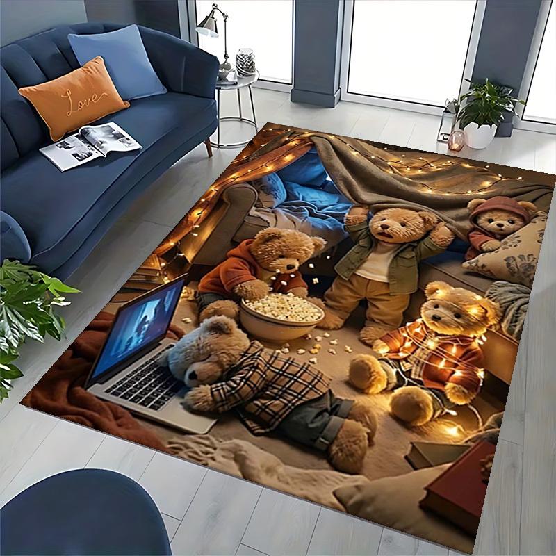 1pc Teddy Bear Plush Toy Office Chair Mat - Anime Cartoon Design, Festive Gift, Non-Slip Carpet for Home Decor, Suitable for All Seasons.C032