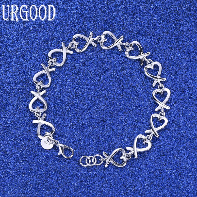 925 Sterling Silver Wedding Jewelry Heart-Shaped Bracelet