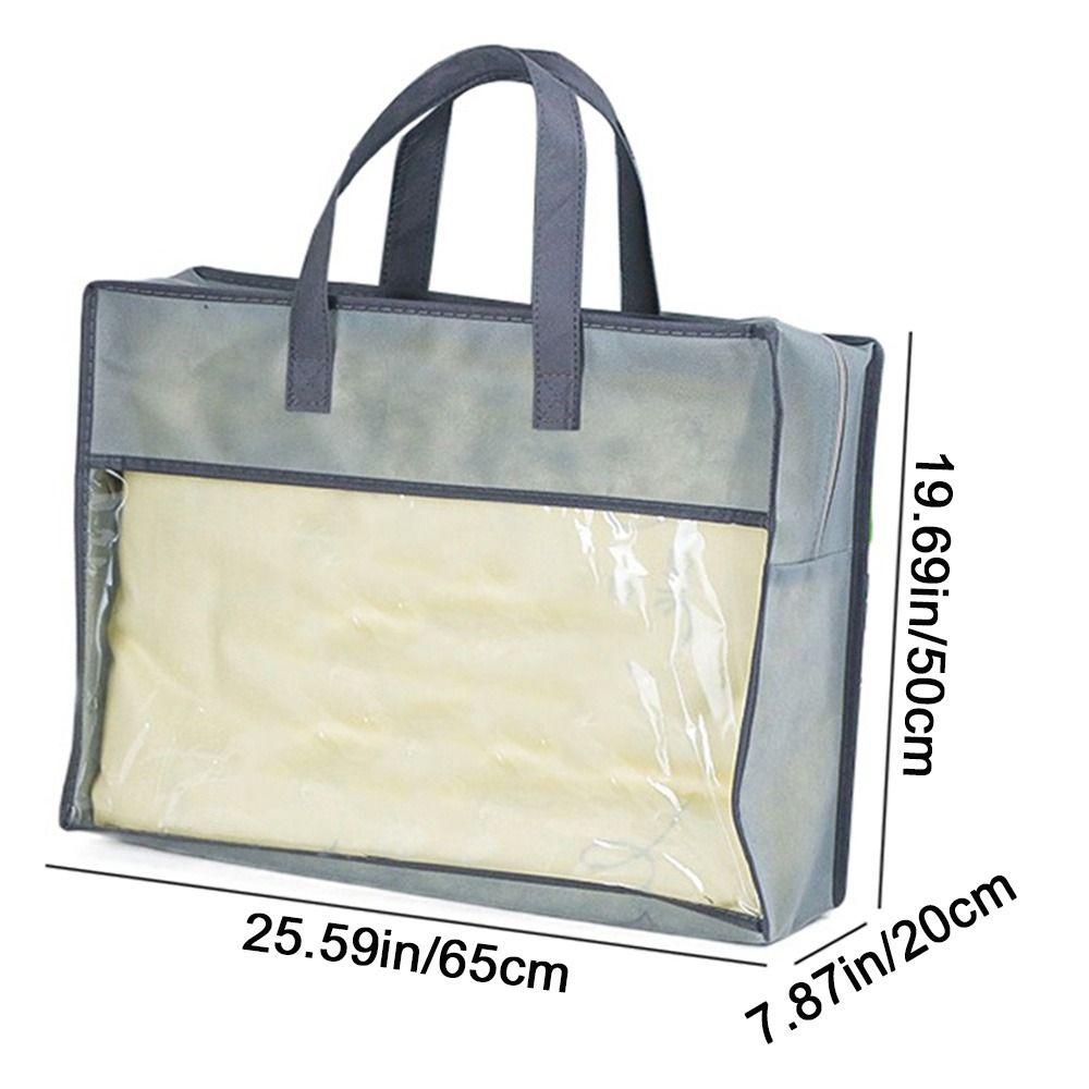 Non-Woven Fabric Clear Clothes Storage Bag Dustproof Blanket Bedding Handbag  Wardrobe