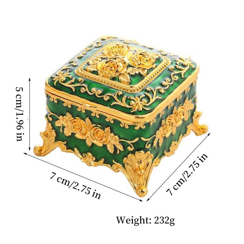 Mini Jewelry Storage Box Portable Square Organizer, Necklace Enamel Alloy Travel Storage Earrings Ring Dressing Table Display
