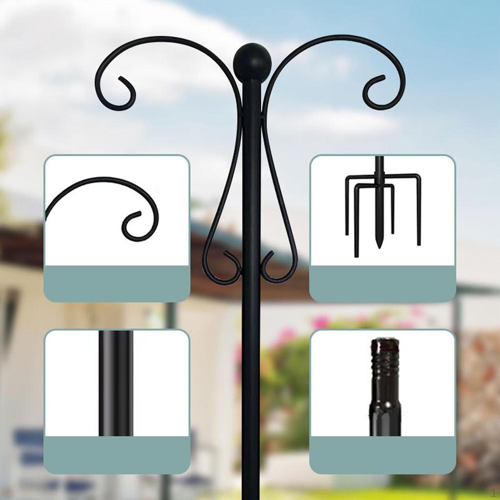 Podwójny hak pasterski słup karmnika dla ptaków wielofunkcyjny odporny na warunki atmosferyczne ogrodowy wiszący uchwyt na podwórko