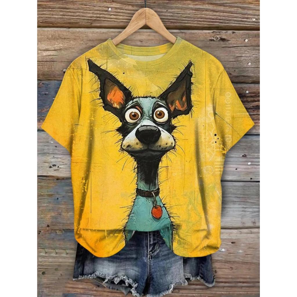 Summer Swan Butterfly T-shirt Flower 3D Printed Women's Casual Round Neck Short Sleeve T-shirt Harajuku T-shirt Women's Top