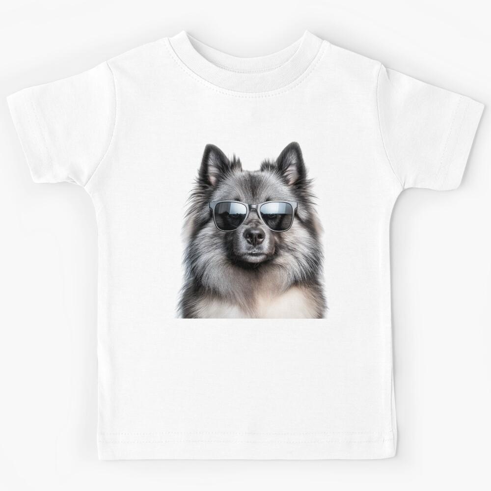 Funny cool Keeshond Dog wearing sunglasses Kids T-Shirt 170