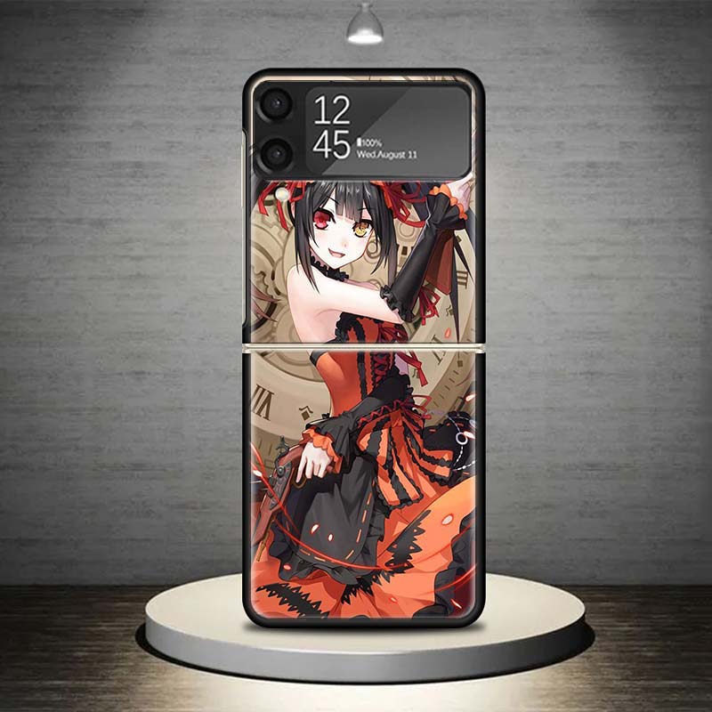 Date A Live Tokisaki Kurumi Phone Case For Samsung Galaxy Z Flip 7 6 5 4 3 5G Shockproof Cover Z Flip7 Flip6 ZFlip5 Flip3 Flip4