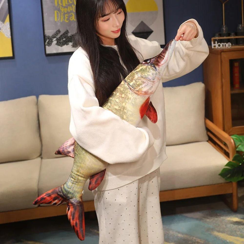 Perch Simulation Fish Plush Pillow Grouper Stuffed Cartoon Fish Plush Toy Lovely PP Cotton Fish Anime Pillow Dolls