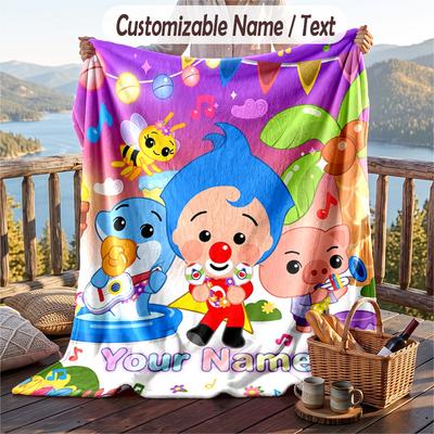 El Payaso Plim Plim Flannel Blanket, Personalized Custom Name Text, Soft Warm Plush Throw Blanket For Gift