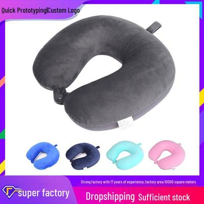 Custom Logo Solid Color U-Shaped Travel Neck Pillow with Foam Particle Support