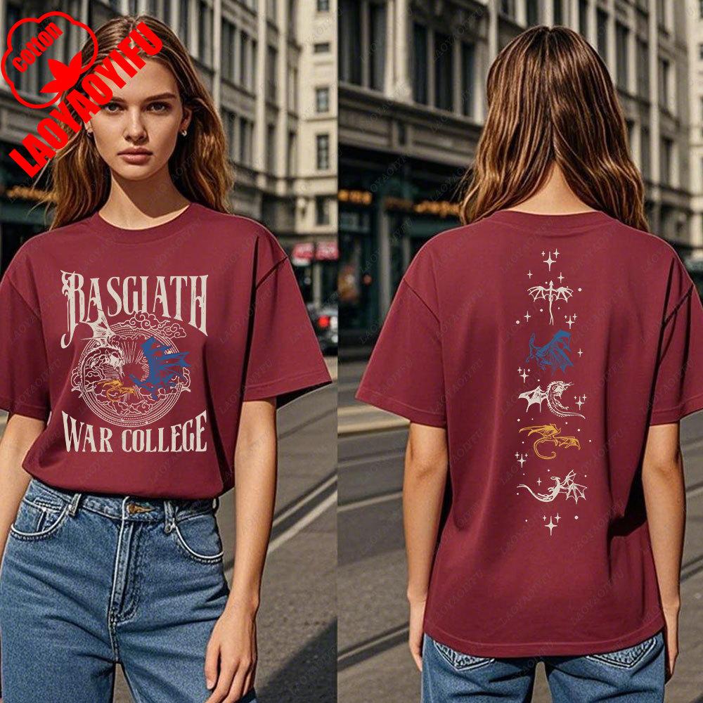 Fourth Wing DoubleSided TShirt Basgiath War College TShirt Women Tshirts High Quality Cotton Short Sleeve Graphic Vintage Tee