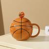 Basketball Shape Teas Cup with Handle 420ml Large Ceramic Coffee Mug Porcelain Teas Cup Gift for Friend, Family