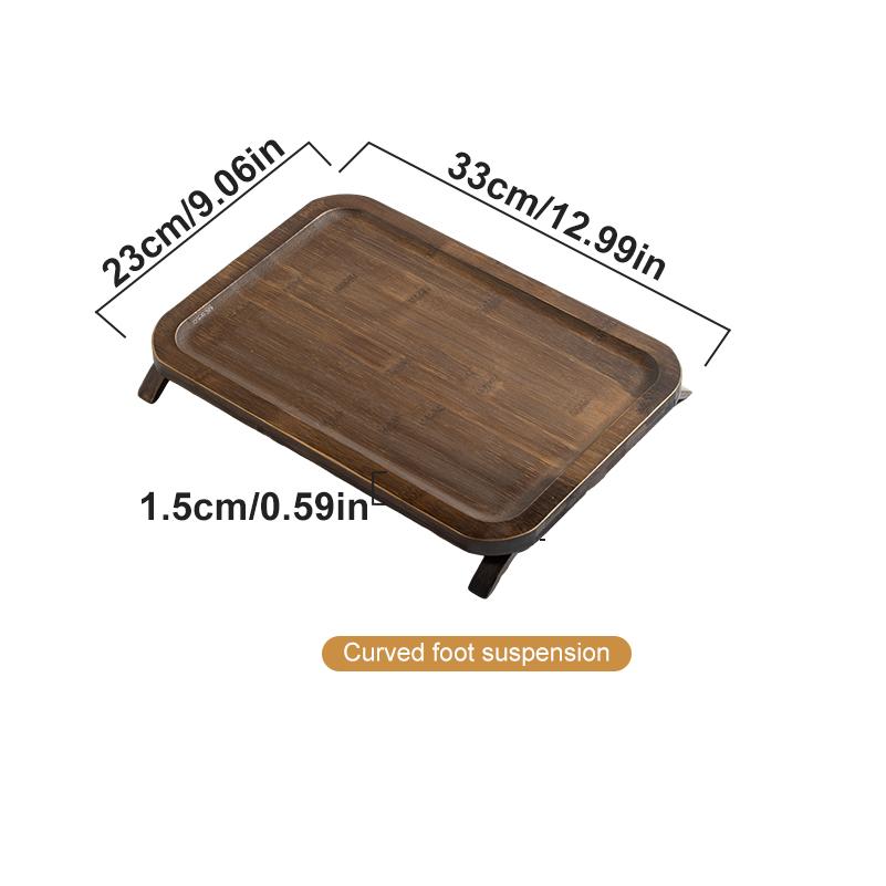 Square Bamboo Food Tray with Classic, Legs and Carrying Handle Eco-friendly Tea Tray for Item Storage