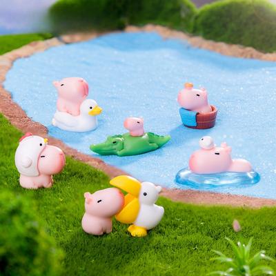 Roztomilá růžová kapybara Kapybara Figurka Dekorativní závěsné doplňky Mikrokrajina Mini ozdoby