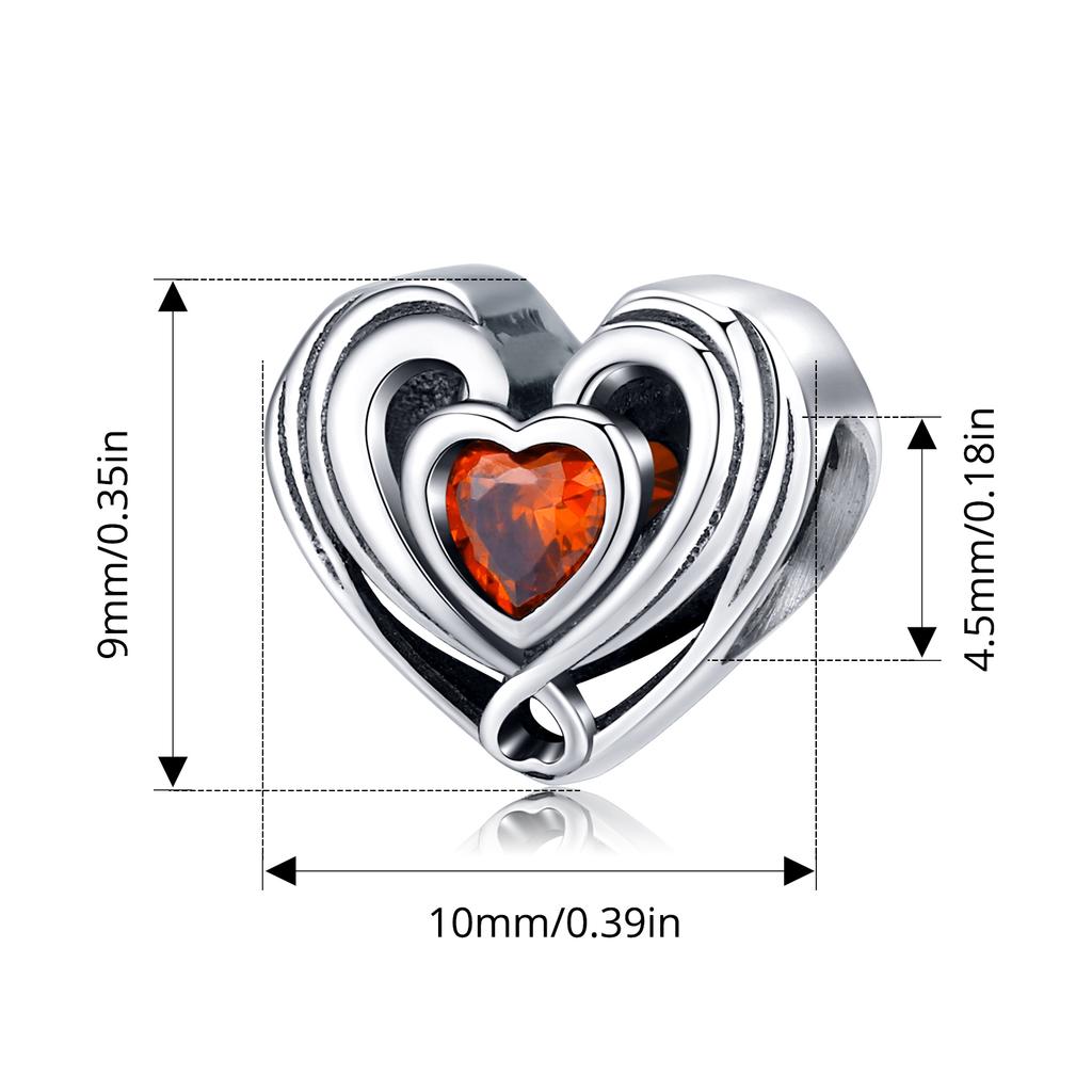 Bamoer 925 Silver Red Heart Skull Pendant Jesus Cross Beads for Women Bracelet Accessories DIY Religious Beliefs Gift