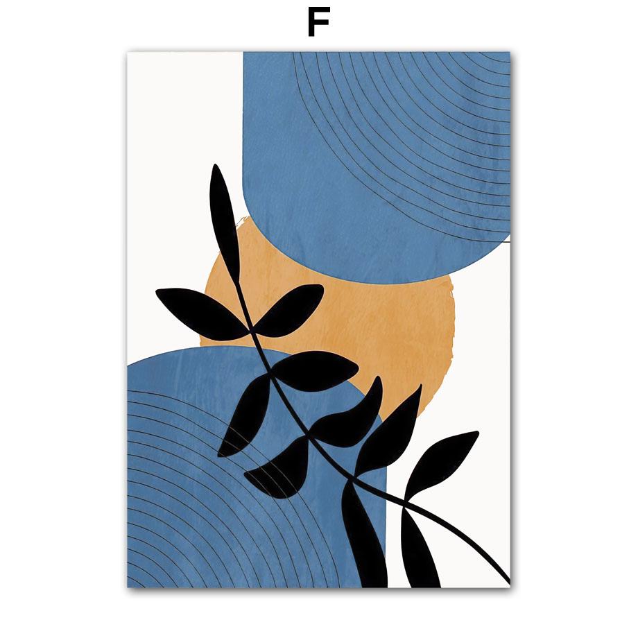 Mountain Sun Lines Rainbow Leaves Geometry Wall Art Canvas Painting Abstract Posters Prints Pictures For Living Room Home Decor