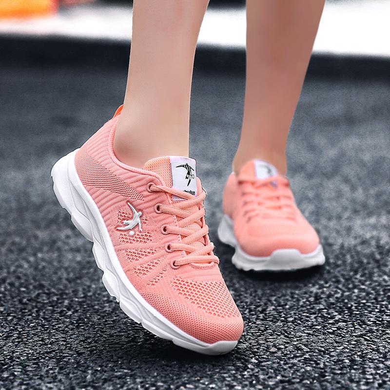 White women's shoes running shoes shock-absorbing soft-soled aerobic running shoes women's mesh breathable sneakers lightweight casual sneakers