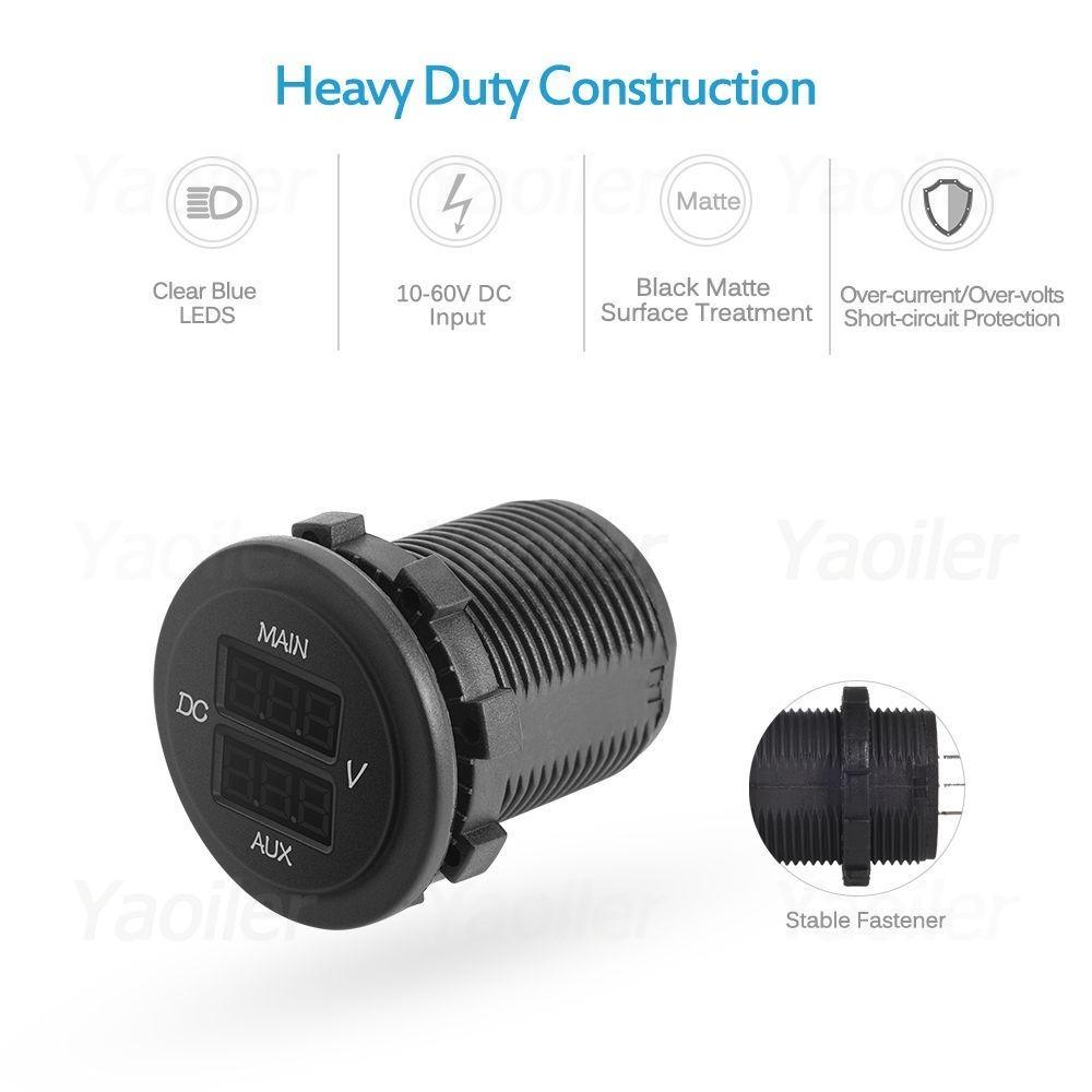 DC 6V-60V Digital Voltage Meter Car Motorcycle Voltmeter Voltage Tester Measurement for Car Motorcycle ATV Boat Yacht Voltmeter