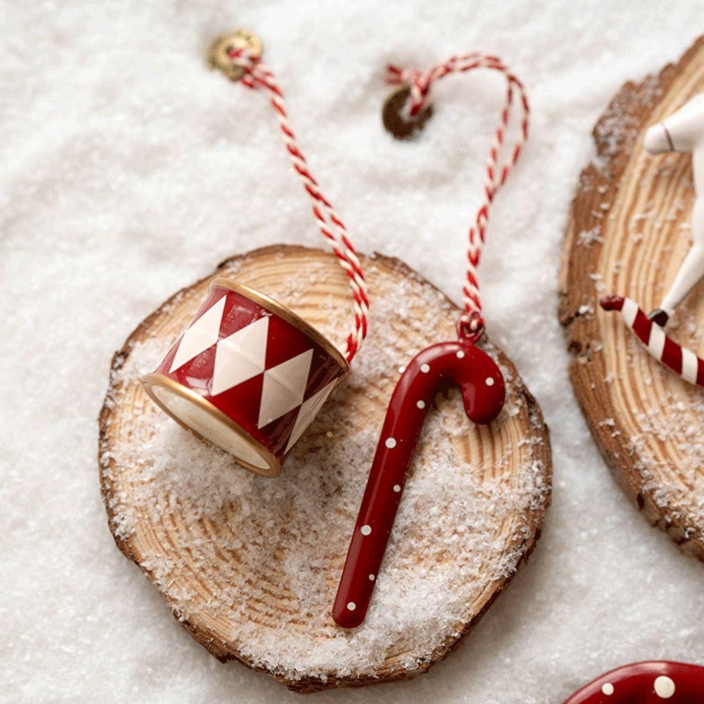 Cartoon Cane Drum Christmas Hanging Decoration Multicolor Xmas Tree Ornament Festival
