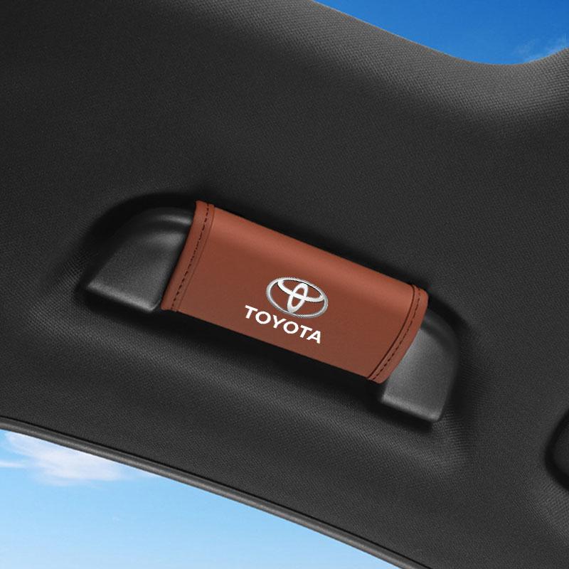 1/2Pcs Car Roof Handle Cover Door Armrest Leather Covering for Toyota Gazoo Racing Corolla TRD Yaris Chr Auris Rav4 Camry Prius Prado Avensis