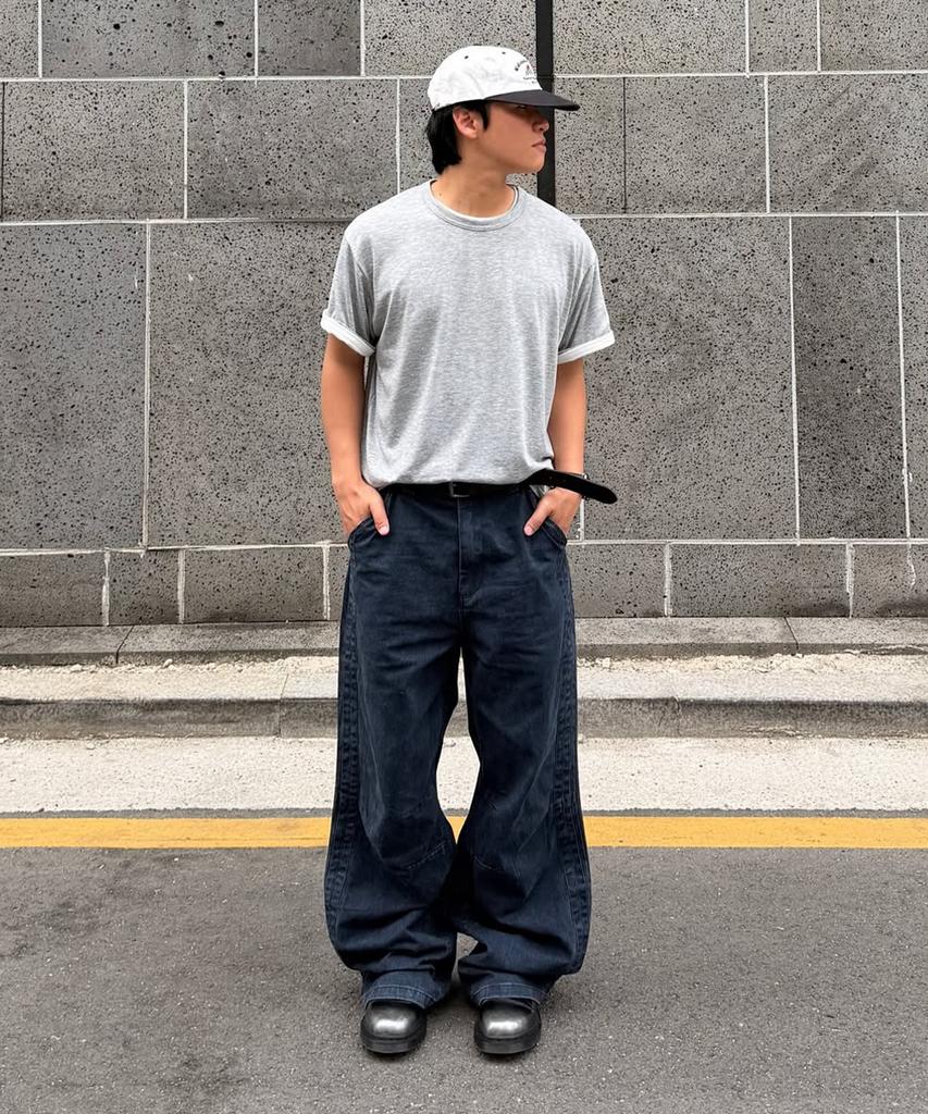 INTEMPOMOOD Track Washed Cotton Wide Pants_Navy