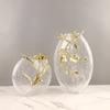Glass Vase Crack Round Glass Vase Golden Embossed Flower Hydroponic Accessories Terrarium Home Decoration Accessories
