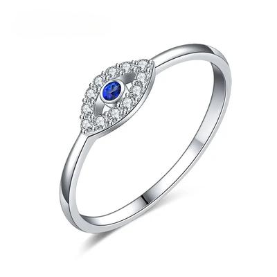 925 Sterling Silber Ring mit bösem Blick, Charm, blaue Zirkonia, Trauringe für Frauen, Glücksbringer, Truthahn, Schmuck, Geschenk für Mädchen