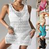 Elegant Knitted Hollowed Out Vest Dress Comfortable Beach Cover Up Dress for Pool Parties and Beach Vacation