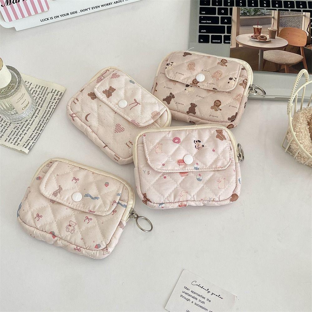 Kawaii Floral Coin Purse Cartoon Printing Mini Canvas Storage Bag  Outdoor