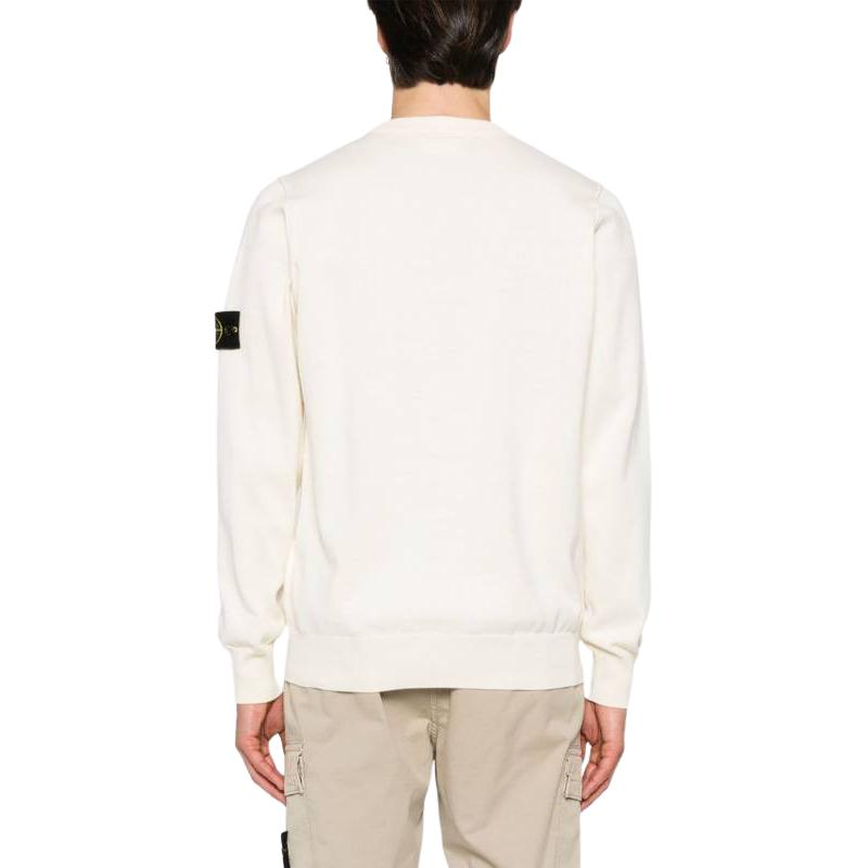 STONE ISLAND Badge Ribbed Trim Long Sleeve Sweatshirt Men Sweatshirt White K1S1551000-53S00B2-V0093