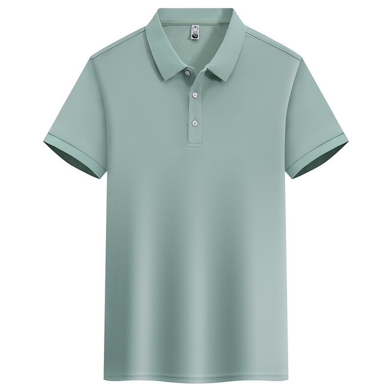 Kurzärmeliges Poloshirt für Herren im Sommer, schlichtes, legeres Business-T-Shirt mit einfarbigem Revers, Eisseide, atmungsaktiv und vielseitig