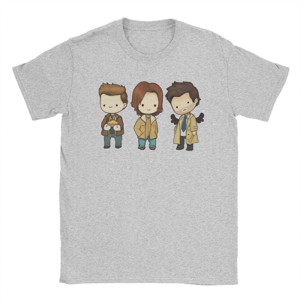 Men's Sam Dean Castiel Supernatural Chibi T Shirt TV Shows 100% Cotton Clothes Round Neck Tee Shirt New Arrival T-Shirt