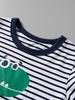 2026 Spring Summer Boys Short Sleeve Tee Cartoon Animal Striped Round Neck Printed Kids Top