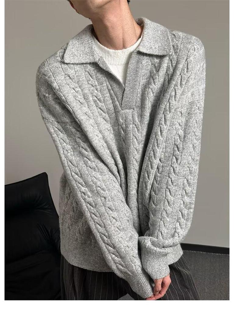 Herren Maillard-Farbe Zweiteiliger Strickpullover - High-End Herbst/Winter Revers-Pullover