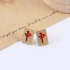Square Women Heart Love Mahjong Earrings Korean Style Earrings Female Ear studs Geometric Earrings