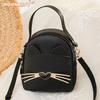 Women PU Leather Crossbody Messenger Bag Cartoon Cute Cat Korean Shoulder Backpack Girls Small Daily Purse Children's Backpack