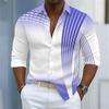 Men's Shirt Gradient Striped Long Sleeved Shirt Casual Business Collar Shirt Spring and Autumn New Trend Men's Top