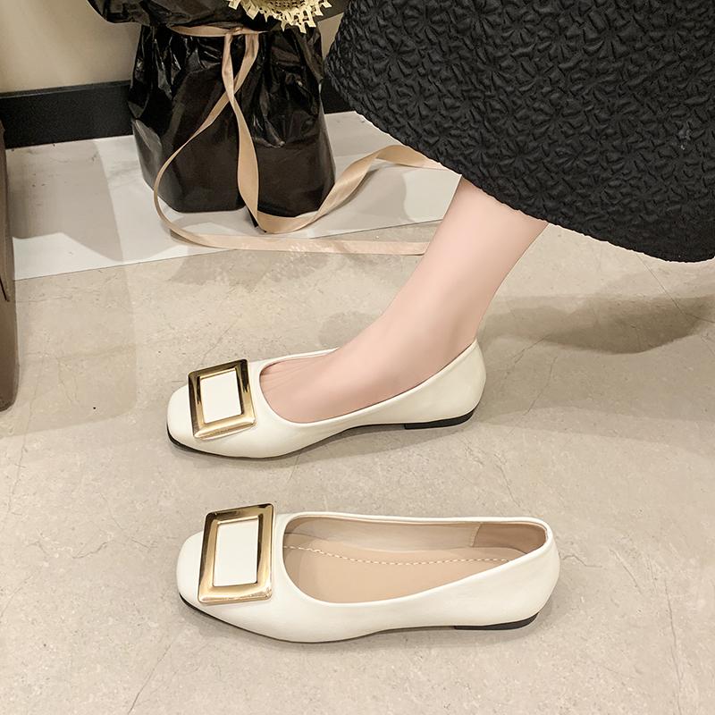 Fashion Luxury Metal Buckle Pumps Women Brides Wedding Shoes Med-High Heels Traf Chunky Heeled Shoes Ladies Office Dress Tacones Femme
