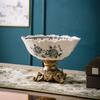 Creative Colorful Flower Pattern Fruit Bowl Storage Trays Snack Dessert Plate High Footed Fruits Plate Coffee Table Fruits Tray