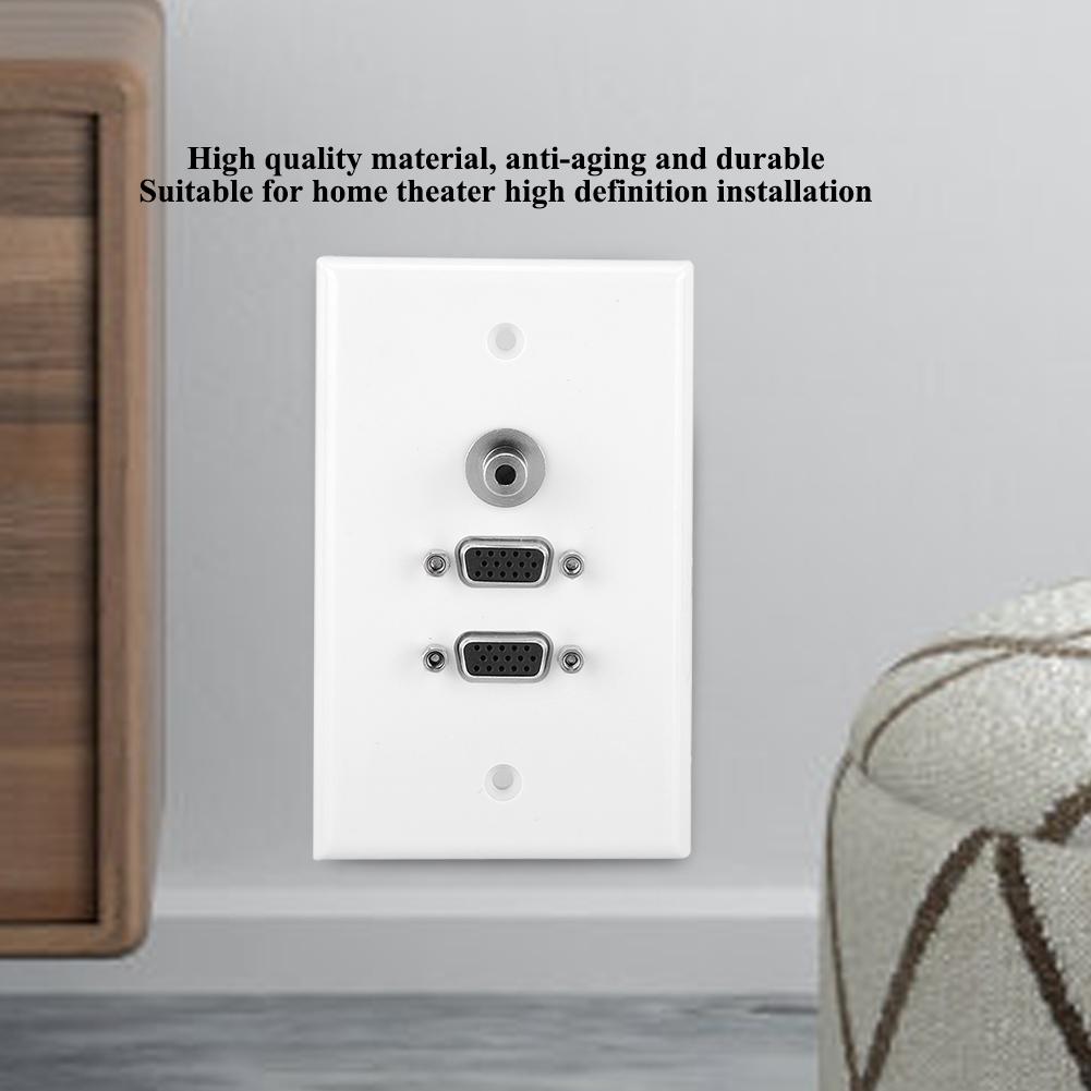 2 VGA Port 3.5 Female Head Wall Plate Panel for Home Theater Installation