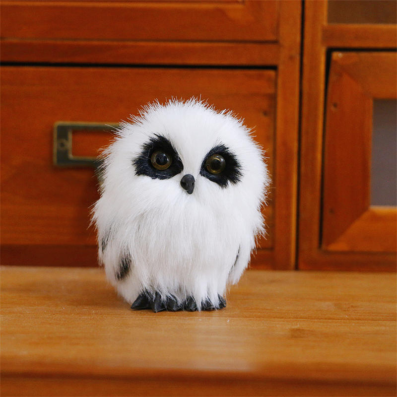 Cute Owl White Black Furry Christmas Bird Ornament Decoration Adornment Simulation For Home Decor Gifts