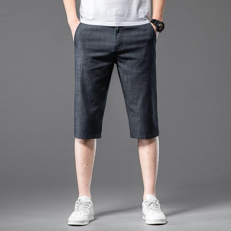 

Denim Shorts Men s Cropped Pants Straight Loose Summer Thin Ice Silk Pants 29