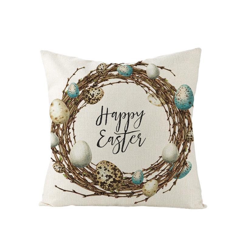 Watercolor Bunny Egg Easter Pillow Cover Nordic Office Sofa Polyester Cushion Cover Home Furnishings