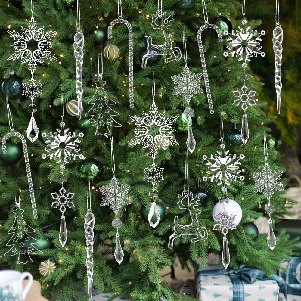 18/28 Pcs Teardrop Shape Christmas Tree Decor Sparkling Icicle Decorations Pendant Windows