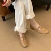 Inside and outside full leather comfortable flat-bottomed small leather shoes women's 2025 spring new round head T-buckle flat heel single shoes wom