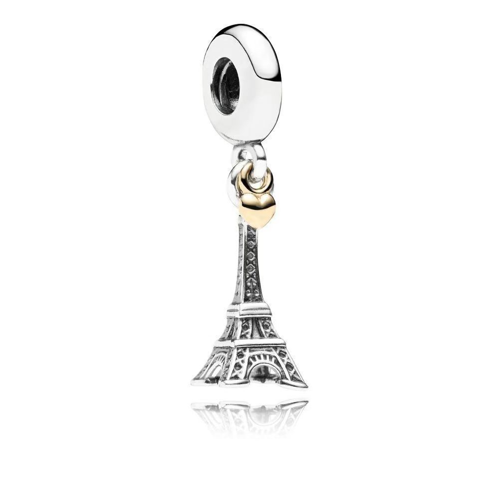 S925 Silver Jewelry DIY Charms Set With Eiffel Tower High Heels Dolphin Palm Tree Heart Wings Pendants Handmade Craft Gift Accessories